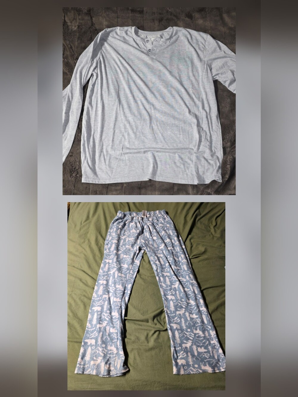 SET-Mens Sleep On It- Fleece Pajama Pants And Long Sleeve Henley Shirt- 2XL